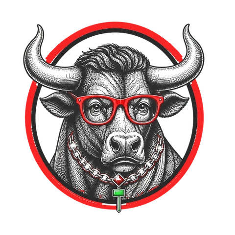 HUMBLE BULLS bull mascot: a bull wearing red glasses